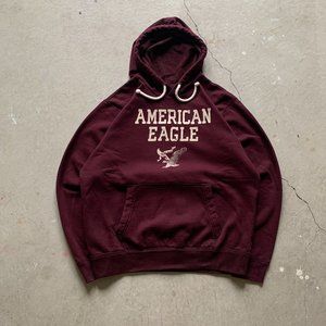 Vintage Burgundy American Eagle Hoodie